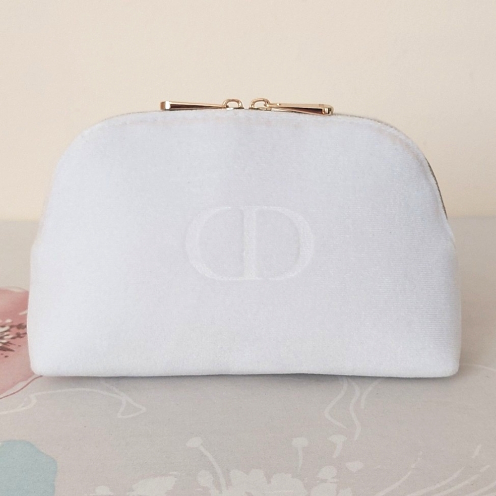 Dior White Velour Beauty Bag